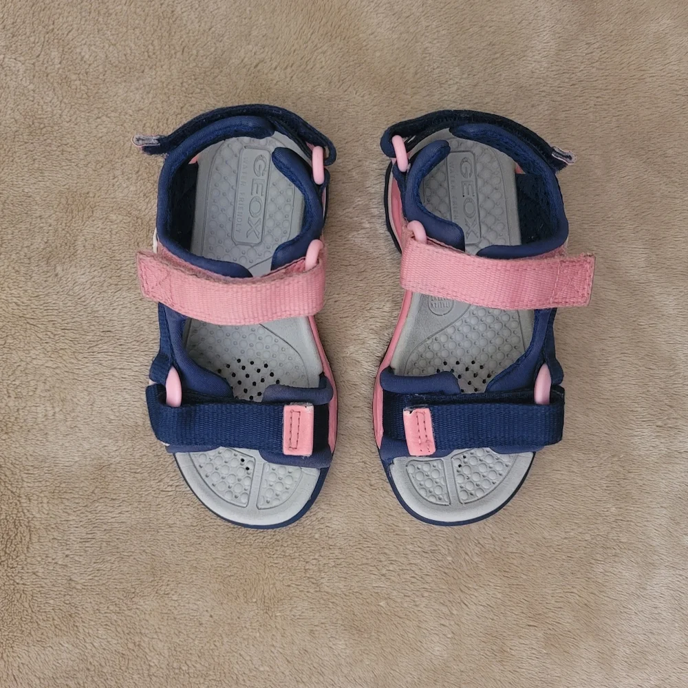 Geox Borealis Pink/Blue Sporty Triple Velcro Fastening Sandals Size 8 - Picture 4 of 8